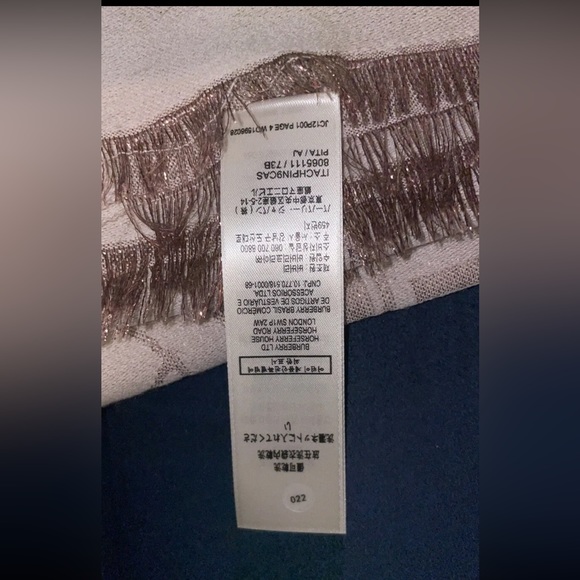 Burberry Metallic Monogram Jacquard Wool Blend Scarf Rose Gold. Authentic!!! - Picture 3 of 6